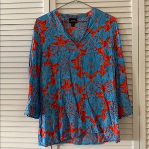 Orange and Aqua Moroccan Pattern Shirt - Clemson